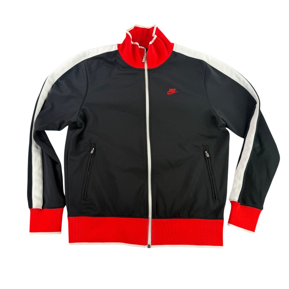 Nike N98 Track Jacket Mens Medium Black Red White Full Zip Retro 370404-011